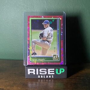 2025 Donruss Baseball Jake Peavy Pink Ice Prizm #92/99 (#49).